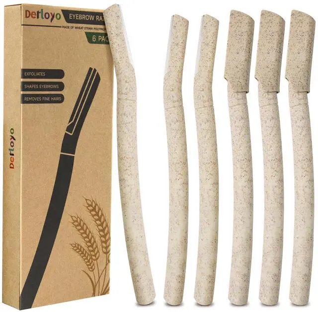 Main image of Derloyo 6-Pack Eyebrow Razor for Women, Beige | Dermaplane Facial Razor for Face, Hair Trimmer Face Razor for Body Use, Multipurpose Facial Hair Removal, Disposable Blades