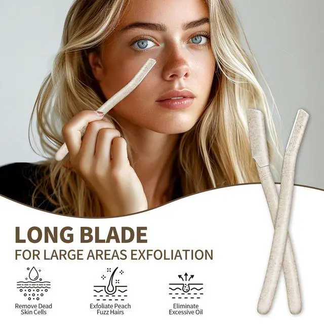 Alt view image 3 of 7 - Derloyo 6-Pack Eyebrow Razor for Women, Beige | Dermaplane Facial Razor for Face, Hair Trimmer Face Razor for Body Use, Multipurpose Facial Hair Removal, Disposable Blades