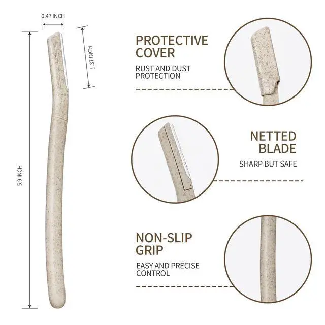 Alt view image 4 of 7 - Derloyo 6-Pack Eyebrow Razor for Women, Beige | Dermaplane Facial Razor for Face, Hair Trimmer Face Razor for Body Use, Multipurpose Facial Hair Removal, Disposable Blades