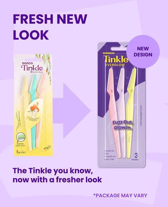 Alt view image 2 of 7 - Tinkle Dermaplaning Tool 3ct, Dermaplane Razor for Women, Safe and Easy Peach Fuzz Remover, Eyebrow Trimmer with Protective Cover, Stocking Stuffers