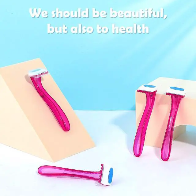 Alt view image 6 of 6 - Honoson 12 Pcs Women Disposable Bikini Razors, Pink | Precise Bikini Line Trimmer, T Type Shaver, Disposable Clean Use, Protective Cap Design, Portable Size, Easy Grip Handle