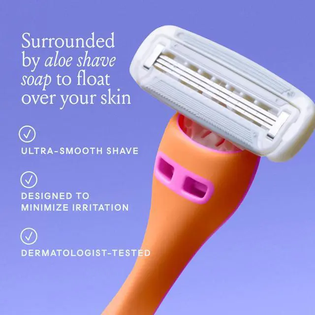 Alt view image 4 of 7 - Billie 3 Blade Disposable Razors for Women, The Malibu Set, 3 ct | 3 blade womens disposable razor for sensitive skin, Surrounded by aloe shave soap, Flexible ergonomic handle, No-slip grip