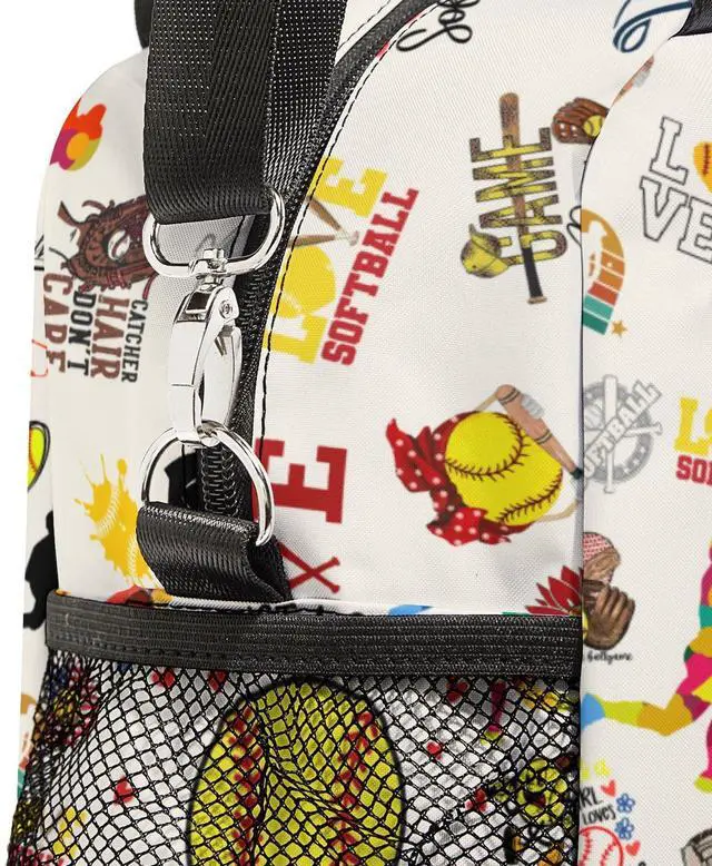 Alt view image 4 of 4 - Insulated Lunch Box with Shoulder Strap Portable Waterproof Lunch Bag for School Work Camping (Softball)
