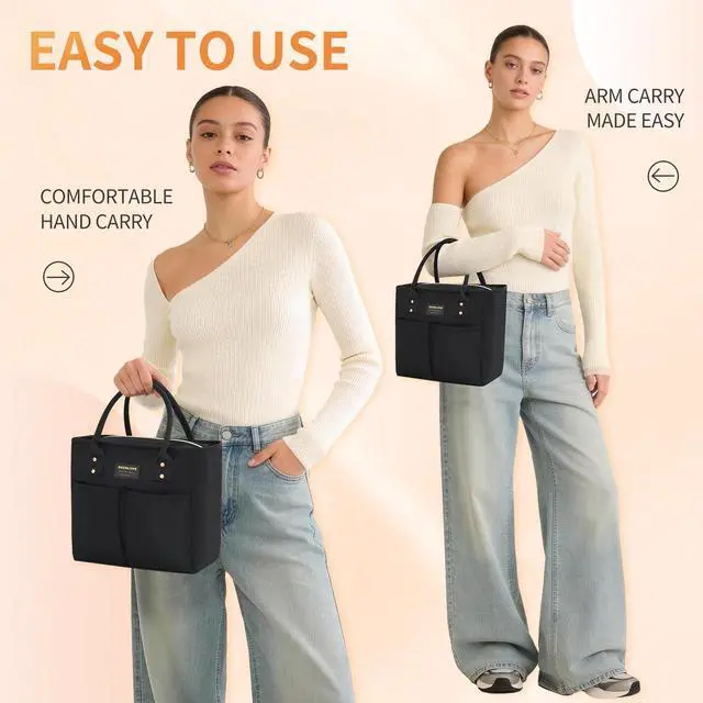 Alt view image 7 of 7 - SODEER Lunch Bag for Women & Men Insulated,Large Capacity Leakproof Cooler Bag with Pockets,Lunch Box for Work Picnic,Black