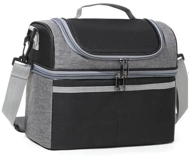 Main image of Natural Organic Lifestyle Adult Lunch Box Insulated Lunch Bag Large Dual Compartment Lunch Bag Coolers Lightweight Oxford Cloth Waterproof Lunch Box for Work, Picnic, Travel, Outdoors, Coffee