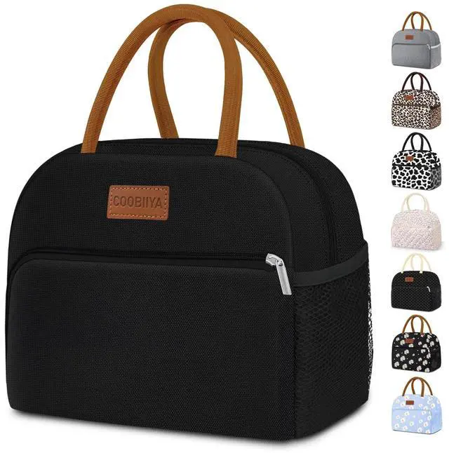 Main image of Coobiiya Lunch Box Lunch Bag for Women Men,Reusable Cute Lunch Pail bag,Leakproof,Insulated LunchBox Tote Compact 10L, Cooler Lunch Container for Work Travel Office (Black)