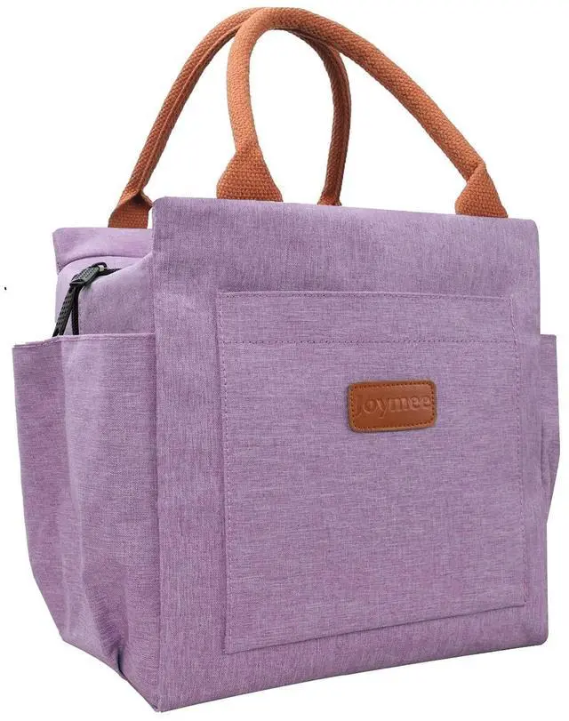 Main image of Joymee Lunch Bag Women, Reusable Leakproof Insulated Lunch Box- Purple | Large Capacity, Bottle Holder & Side Pockets, Leakproof Insulated Design, for Work, Travel, Picnic, for Adult