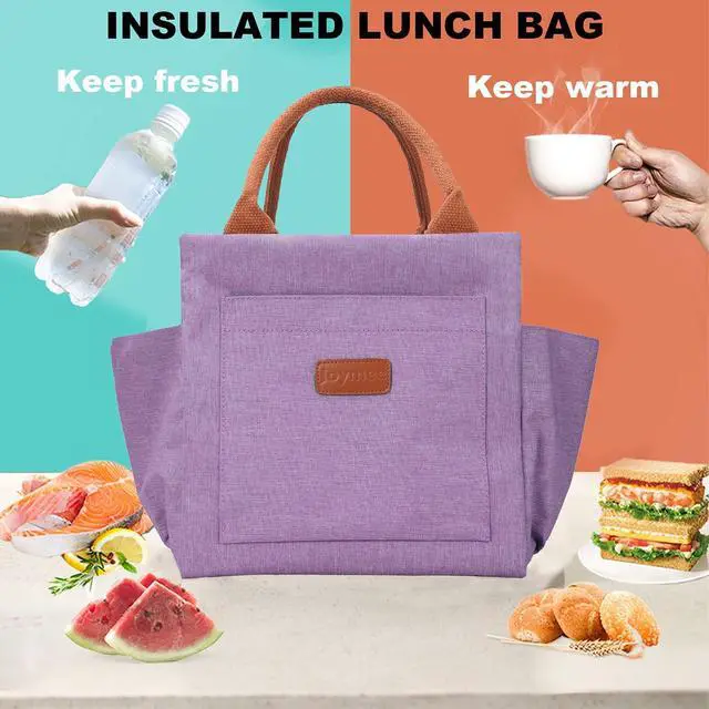 Alt view image 5 of 7 - Joymee Lunch Bag Women, Reusable Leakproof Insulated Lunch Box- Purple | Large Capacity, Bottle Holder & Side Pockets, Leakproof Insulated Design, for Work, Travel, Picnic, for Adult