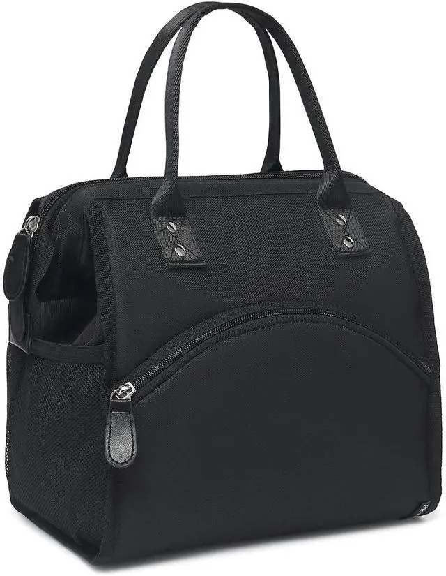 Main image of FlowFly Insulated Lunch Bag for Women, Men, Large and Reusable, Handle, Work and Travel Tote and Meal Prep Organizer, Black