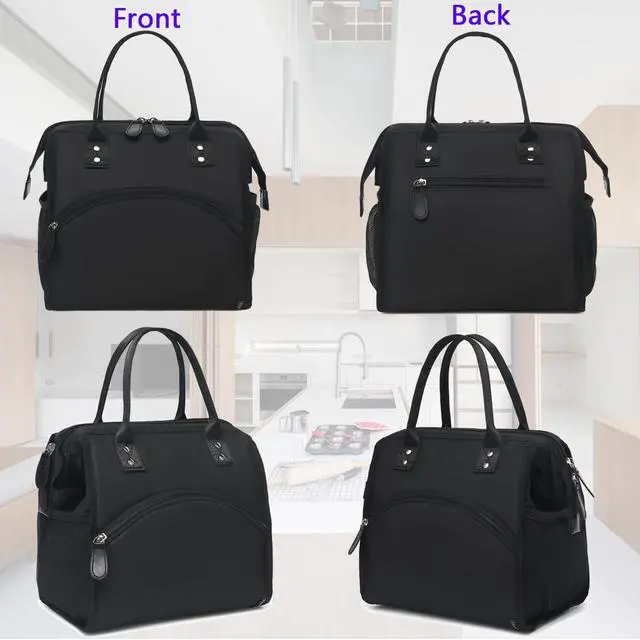 Alt view image 6 of 7 - FlowFly Insulated Lunch Bag for Women, Men, Large and Reusable, Handle, Work and Travel Tote and Meal Prep Organizer, Black