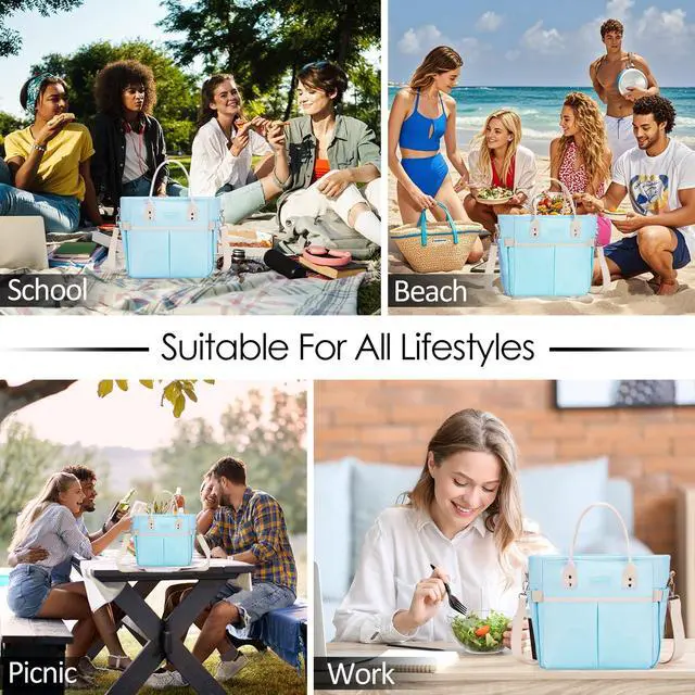 Alt view image 2 of 6 - MAXTOP Lunch Bag Women for Work Insulated Thermal Lunch Box with Wide-Open Pocket Reusable Leakproof Cooler Bags with Removable Shoulder Strap for Teacher Nurse Office Picnic Travel Blue
