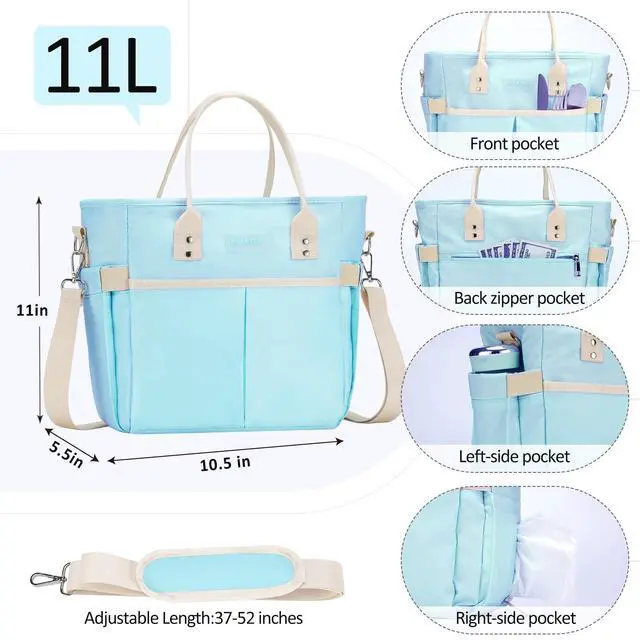 Alt view image 4 of 6 - MAXTOP Lunch Bag Women for Work Insulated Thermal Lunch Box with Wide-Open Pocket Reusable Leakproof Cooler Bags with Removable Shoulder Strap for Teacher Nurse Office Picnic Travel Blue