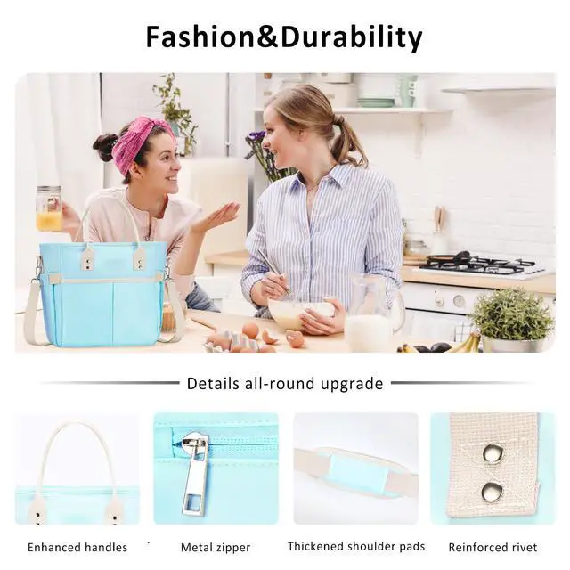 Alt view image 6 of 6 - MAXTOP Lunch Bag Women for Work Insulated Thermal Lunch Box with Wide-Open Pocket Reusable Leakproof Cooler Bags with Removable Shoulder Strap for Teacher Nurse Office Picnic Travel Blue