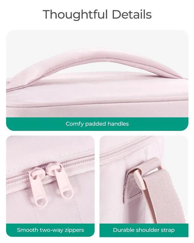 Alt view image 5 of 7 - BAGSMART Lunch Box for Women, Insulated Lunch Bag Leakproof, Dusky Pink | Cute Adult Lightweight Quilted Reusable Cooler for Office Work Picnic Travel, Lunch Tote with Adjustable Shoulder Strap