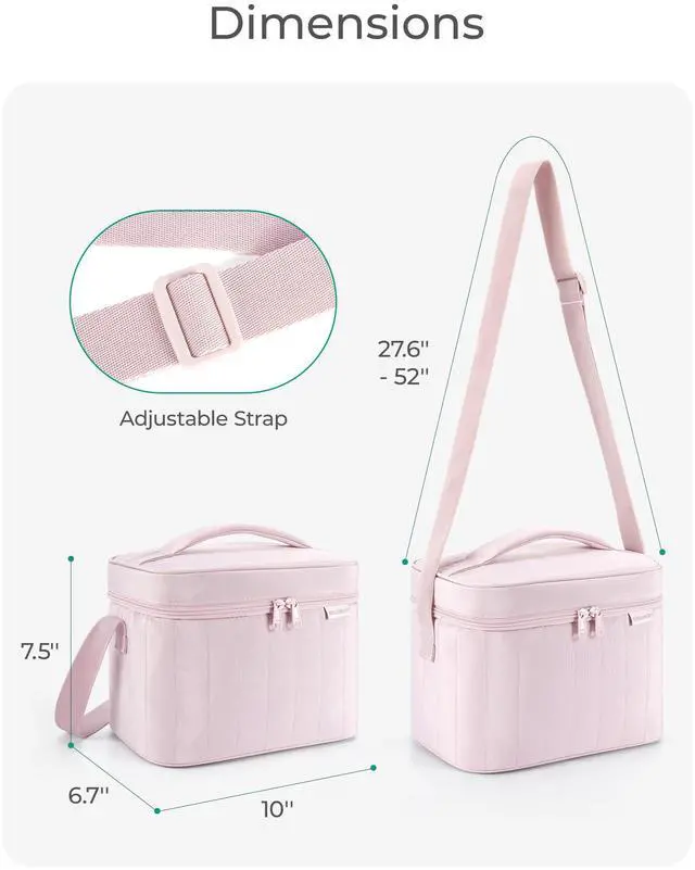 Alt view image 6 of 7 - BAGSMART Lunch Box for Women, Insulated Lunch Bag Leakproof, Dusky Pink | Cute Adult Lightweight Quilted Reusable Cooler for Office Work Picnic Travel, Lunch Tote with Adjustable Shoulder Strap