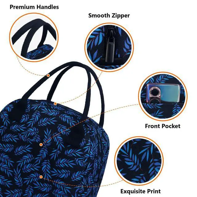 Alt view image 5 of 7 - Moyad Insulated Lunch Bag for Women, 10L Lunch Cooler Bag for Picnic | Spacious Design,Thermal Insulated,Water Resistant,Front Pocket,Easy to Clean,Acacia Leaves