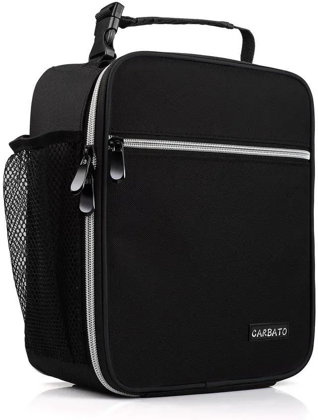 Main image of CARBATO Lunch Bag, Durable Insulated Lunch Box Reusable Adults Tote Bag Lunch Bag Durable Reusable for Adults (Black-White)