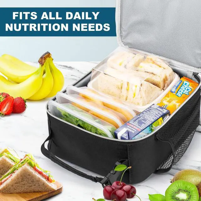 Alt view image 2 of 7 - CARBATO Lunch Bag, Durable Insulated Lunch Box Reusable Adults Tote Bag Lunch Bag Durable Reusable for Adults (Black-White)