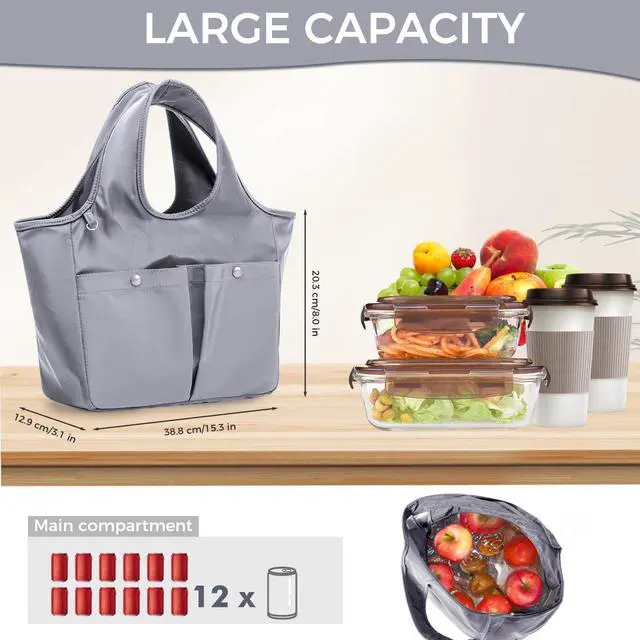 Alt view image 2 of 6 - Lunch Bag for Women Fresh Keep Reusable Lunch Tote Bags Lunch Box with Storage Pocket Food Lunch Containers High Capacity Lunch Purse for Work, Office, Picnic, Travel