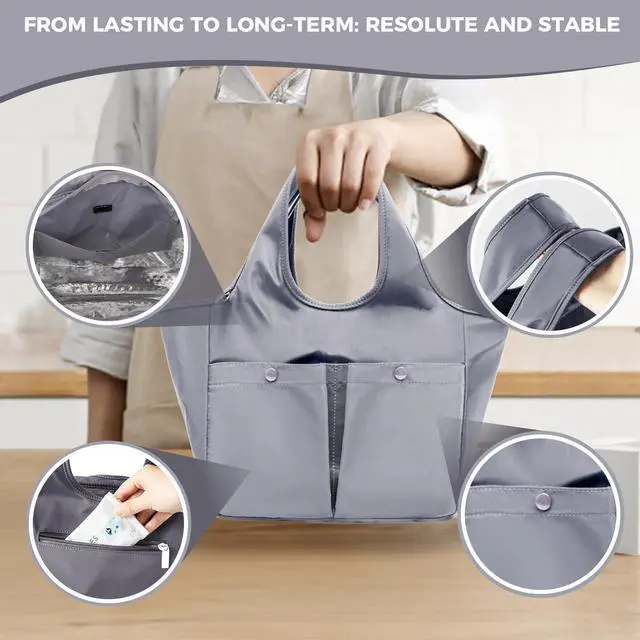 Alt view image 3 of 6 - Lunch Bag for Women Fresh Keep Reusable Lunch Tote Bags Lunch Box with Storage Pocket Food Lunch Containers High Capacity Lunch Purse for Work, Office, Picnic, Travel