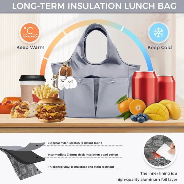 Alt view image 4 of 6 - Lunch Bag for Women Fresh Keep Reusable Lunch Tote Bags Lunch Box with Storage Pocket Food Lunch Containers High Capacity Lunch Purse for Work, Office, Picnic, Travel