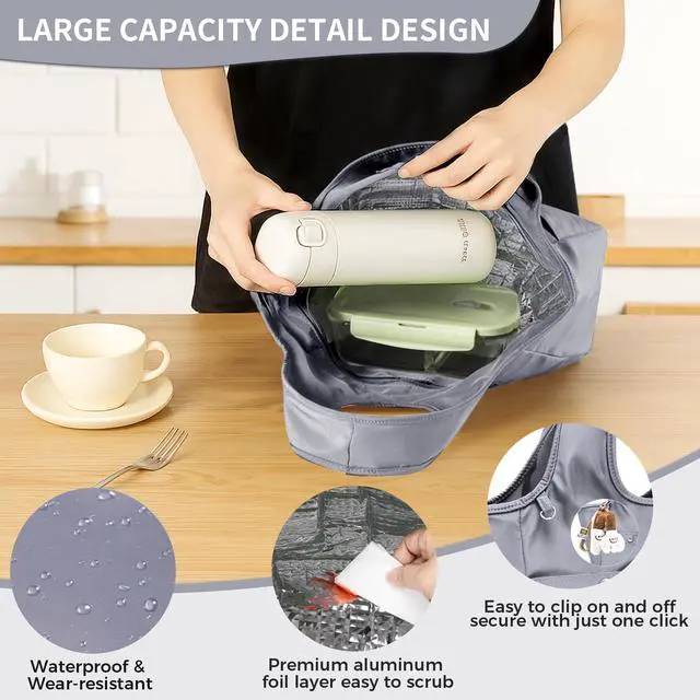 Alt view image 5 of 6 - Lunch Bag for Women Fresh Keep Reusable Lunch Tote Bags Lunch Box with Storage Pocket Food Lunch Containers High Capacity Lunch Purse for Work, Office, Picnic, Travel