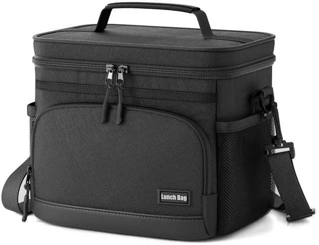 Main image of Seeseven Insulated Lunch Bag for Women & Men, Soft Cooler Tote for Work, Office, Travel, Picnic - Black, 9L