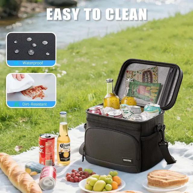 Alt view image 4 of 6 - Seeseven Insulated Lunch Bag for Women & Men, Soft Cooler Tote for Work, Office, Travel, Picnic - Black, 9L