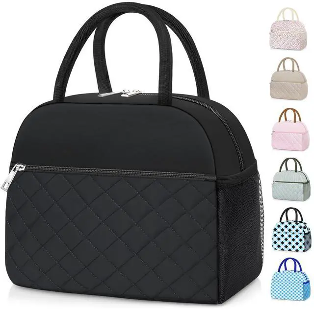 Main image of KUBYA Lunch Bag Lunch Box for Women Men Insulated Reusable Large Lunch Tote Bag Adult Leakproof Simple Cooler Bag for Office Work Picnic Beach or Travel, Black