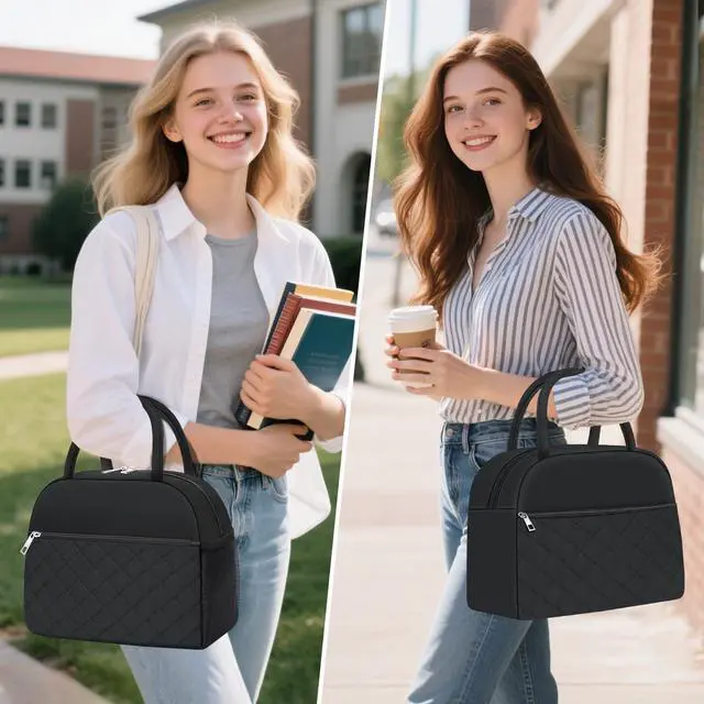 Alt view image 4 of 7 - KUBYA Lunch Bag Lunch Box for Women Men Insulated Reusable Large Lunch Tote Bag Adult Leakproof Simple Cooler Bag for Office Work Picnic Beach or Travel, Black