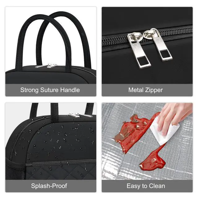 Alt view image 7 of 7 - KUBYA Lunch Bag Lunch Box for Women Men Insulated Reusable Large Lunch Tote Bag Adult Leakproof Simple Cooler Bag for Office Work Picnic Beach or Travel, Black