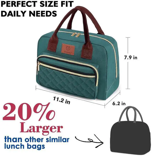 Alt view image 3 of 7 - Genteen Lunch Box for Women, Insulated womens Lunch bag for work,Reusable Cute Lunch Bags,High Capacity Cooler BagTote for Work Girls Office Picnic School-Lake Green
