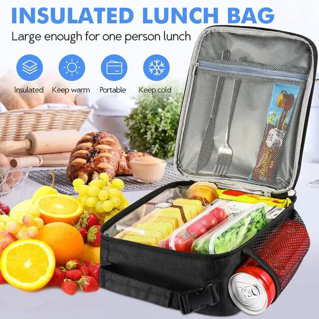 Alt view image 2 of 6 - Lunch Box Insulated Lunch Bag - Durable Small Lunch Bag Reusable Adults Tote Bag Lunch Box for Adult Men Women (Black)