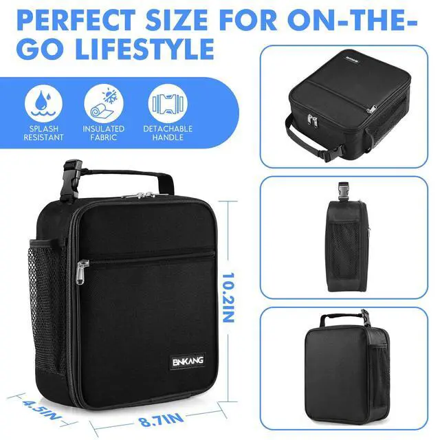 Alt view image 3 of 6 - Lunch Box Insulated Lunch Bag - Durable Small Lunch Bag Reusable Adults Tote Bag Lunch Box for Adult Men Women (Black)