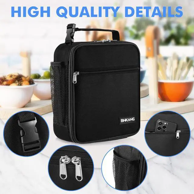 Alt view image 4 of 6 - Lunch Box Insulated Lunch Bag - Durable Small Lunch Bag Reusable Adults Tote Bag Lunch Box for Adult Men Women (Black)