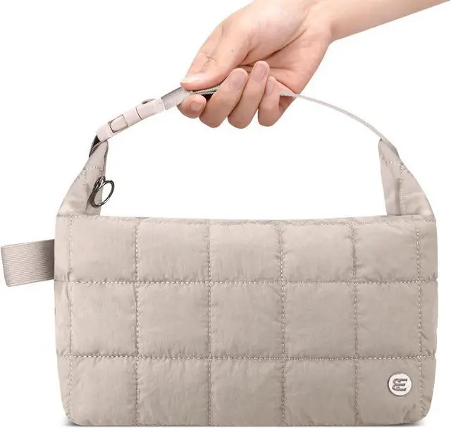 Main image of Elmklare Insulated Lunch Bag for Women, Leakproof Puffer Lunch Box | Quilted Cooler Tote Bags with Adjustable Shoulder Strap for Work Picnic Travel, Mocha Brown