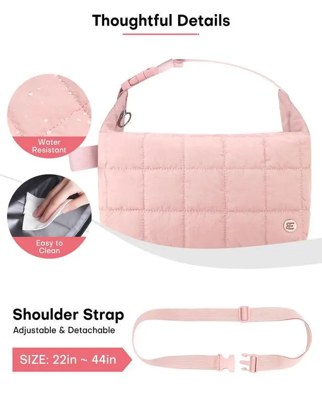Alt view image 5 of 7 - Elmklare Insulated Lunch Bag for Women, Leakproof Puffer Lunch Box | Quilted Cooler Tote Bags with Adjustable Shoulder Strap for Work Picnic Travel, Mocha Brown