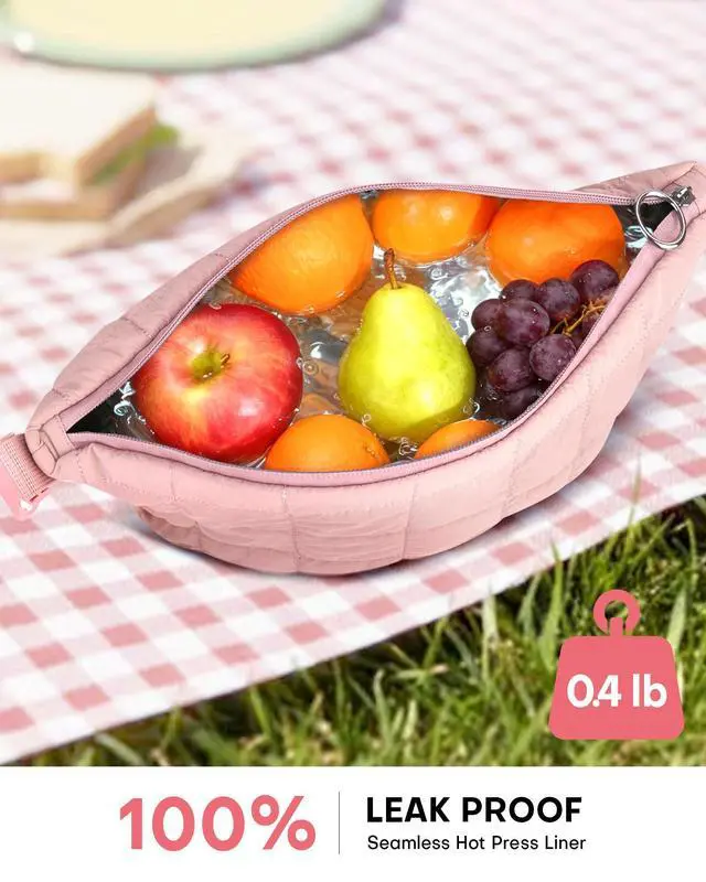 Alt view image 6 of 7 - Elmklare Insulated Lunch Bag for Women, Leakproof Puffer Lunch Box | Quilted Cooler Tote Bags with Adjustable Shoulder Strap for Work Picnic Travel, Mocha Brown