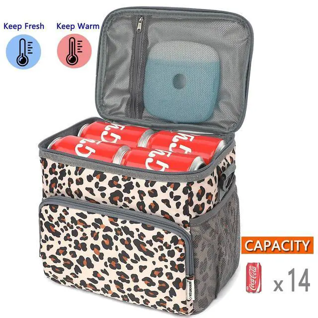 Alt view image 2 of 7 - GYEUKHAM Insulated Lunch Bag for Adult/Women/Men, Reusable Lunch Box Cooler Soft Leakproof Tote, Thermal Meal Prep Lunch Pail with Adjustable Shoulder Strap for Picnic/School/Travel/Office, Leopard