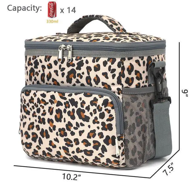 Alt view image 3 of 7 - GYEUKHAM Insulated Lunch Bag for Adult/Women/Men, Reusable Lunch Box Cooler Soft Leakproof Tote, Thermal Meal Prep Lunch Pail with Adjustable Shoulder Strap for Picnic/School/Travel/Office, Leopard