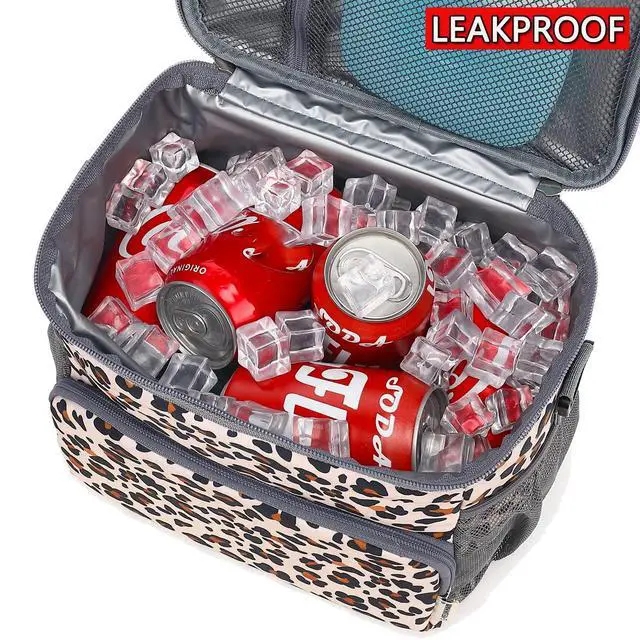 Alt view image 4 of 7 - GYEUKHAM Insulated Lunch Bag for Adult/Women/Men, Reusable Lunch Box Cooler Soft Leakproof Tote, Thermal Meal Prep Lunch Pail with Adjustable Shoulder Strap for Picnic/School/Travel/Office, Leopard