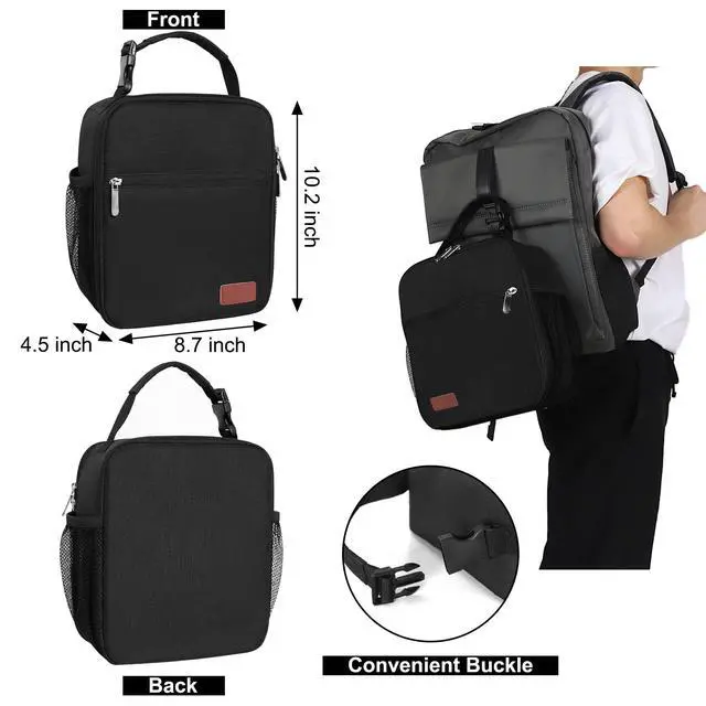 Alt view image 2 of 6 - HABOPET Lunch Box for Men & Women Durable Lunch Bag for Work & Adults Reusable Insulated Small Lunchbox Black