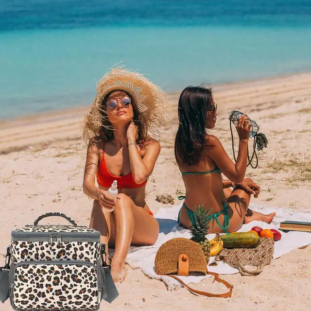 Alt view image 7 of 7 - GYEUKHAM Insulated Lunch Bag for Adult/Women/Men, Reusable Lunch Box Cooler Soft Leakproof Tote, Thermal Meal Prep Lunch Pail with Adjustable Shoulder Strap for Picnic/School/Travel/Office, Leopard