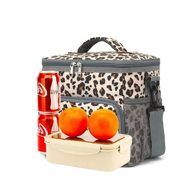Alt view image 6 of 7 - GYEUKHAM Insulated Lunch Bag for Adult/Women/Men, Reusable Lunch Box Cooler Soft Leakproof Tote, Thermal Meal Prep Lunch Pail with Adjustable Shoulder Strap for Picnic/School/Travel/Office, Leopard