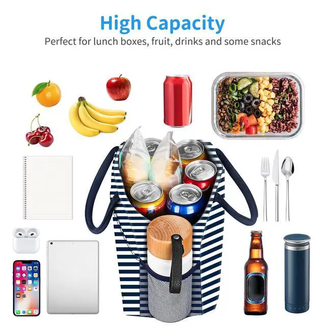 Alt view image 2 of 7 - DALINDA Lunch Bag Women, Lunch Box for Women Men Reusable Insulated Lunch Tote Bag, Handbags Case High Capacity for Travel Work Picnic, Navy Blue2