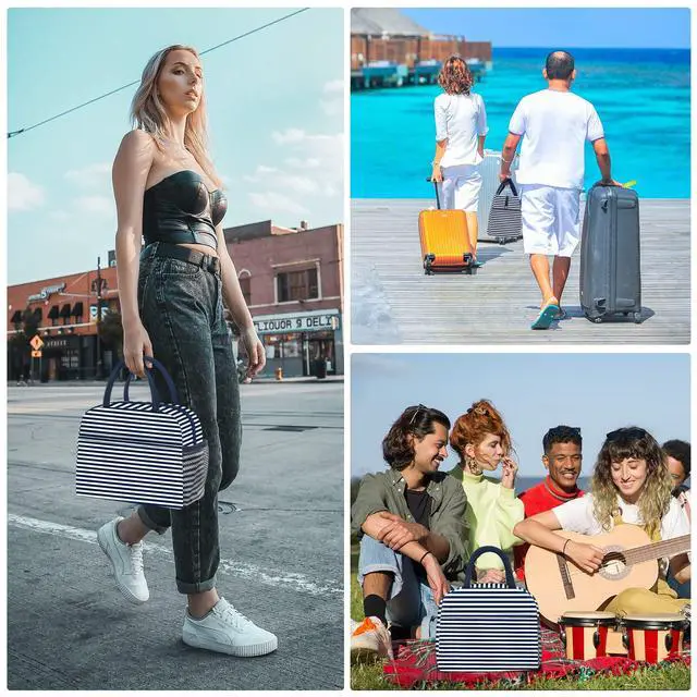 Alt view image 7 of 7 - DALINDA Lunch Bag Women, Lunch Box for Women Men Reusable Insulated Lunch Tote Bag, Handbags Case High Capacity for Travel Work Picnic, Navy Blue2