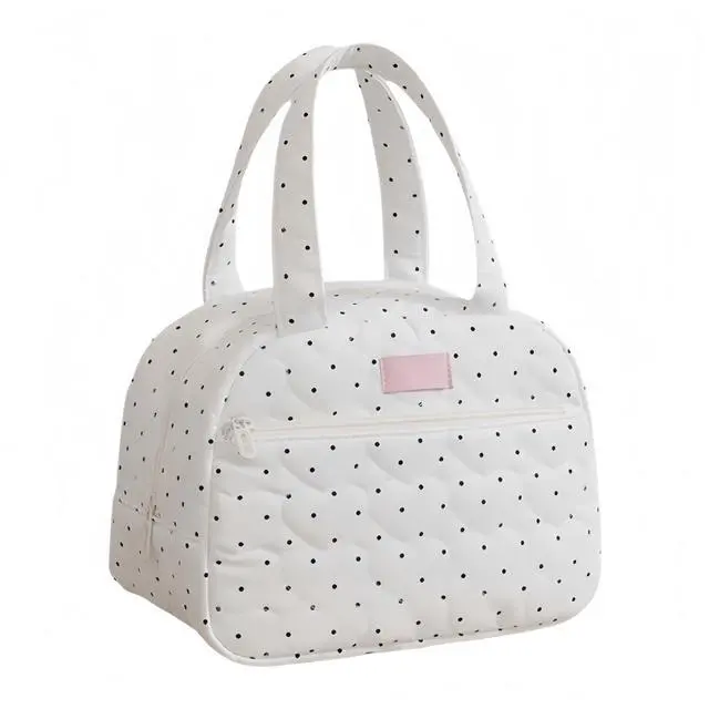 Main image of Quilted Lunch Bag for Women Small Lunch Bags Reusable Lunch Tote Bags | polka dot insulated lunch box for Work Travel