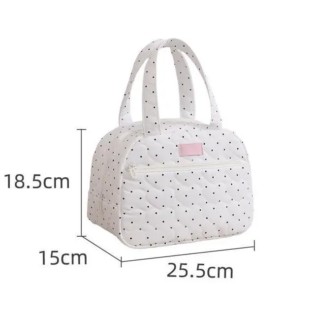 Alt view image 6 of 6 - Quilted Lunch Bag for Women Small Lunch Bags Reusable Lunch Tote Bags | polka dot insulated lunch box for Work Travel