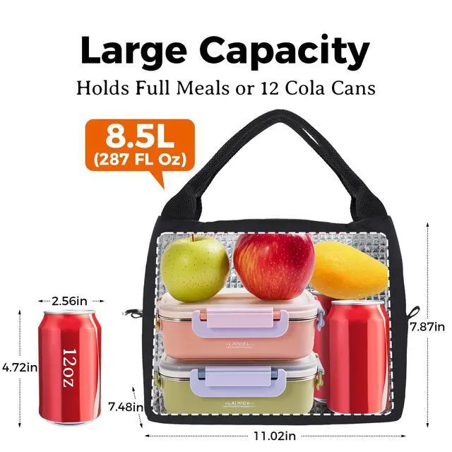 Alt view image 2 of 7 - Aosbos Insulated Lunch Bag for Women Men, 8.5L Leakproof Lunch Box Tote | Fits 12 Soda Cans,100% Leakproof,5H Thermal System,Smooth Metal Zip,Wipe-Clean Lining