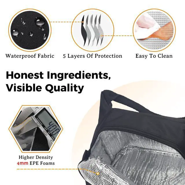 Alt view image 3 of 7 - Aosbos Insulated Lunch Bag for Women Men, 8.5L Leakproof Lunch Box Tote | Fits 12 Soda Cans,100% Leakproof,5H Thermal System,Smooth Metal Zip,Wipe-Clean Lining